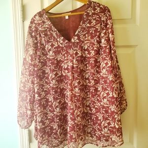 Marybelle cranberry & floral blouse